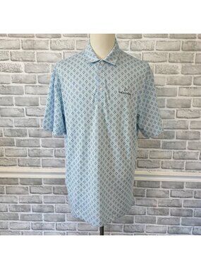 Oxford Golf XL Blue Geometric Print The Ledges Course Performance Polo Golf